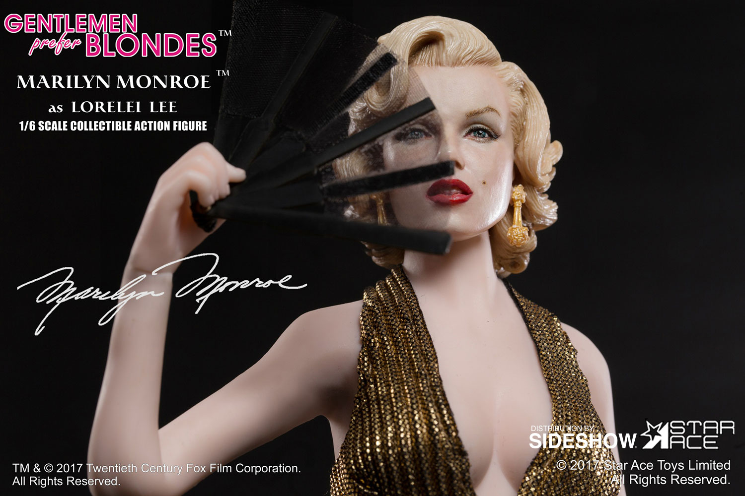 STAR ACE - Marilyn Monroe from “Gentlemen Prefer Blondes" Marilyn-monroe-as-lorelei-lee-gold-dress-version-sixth-scale-star-ace-902838-03