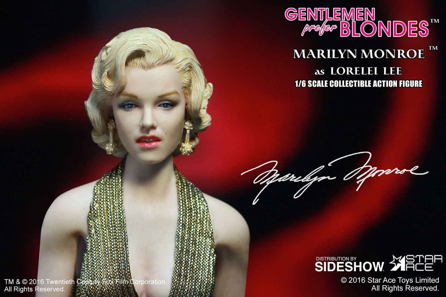 STAR ACE - Marilyn Monroe from “Gentlemen Prefer Blondes" Marilyn-monroe-as-lorelei-lee-gold-dress-version-sixth-scale-star-ace-902838-08